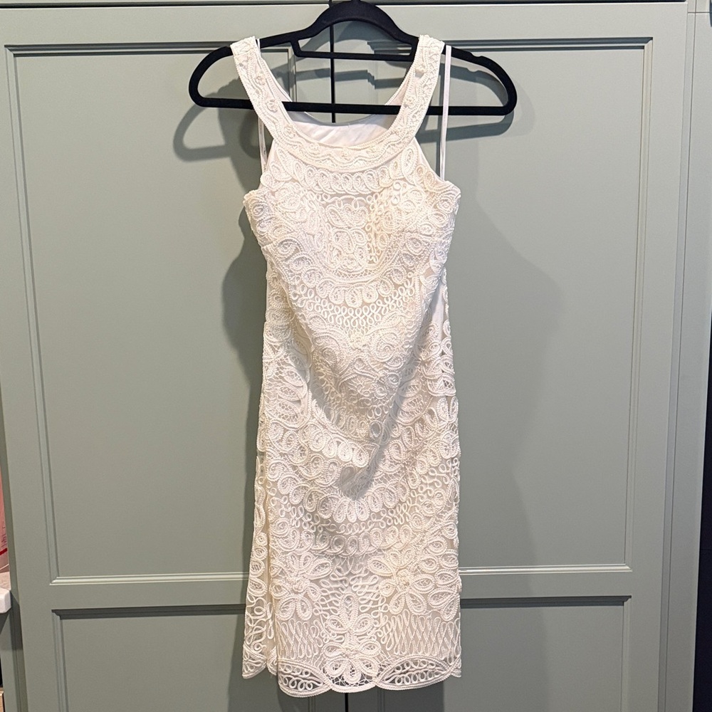 Sue Wong Cream Lace Midi Dress